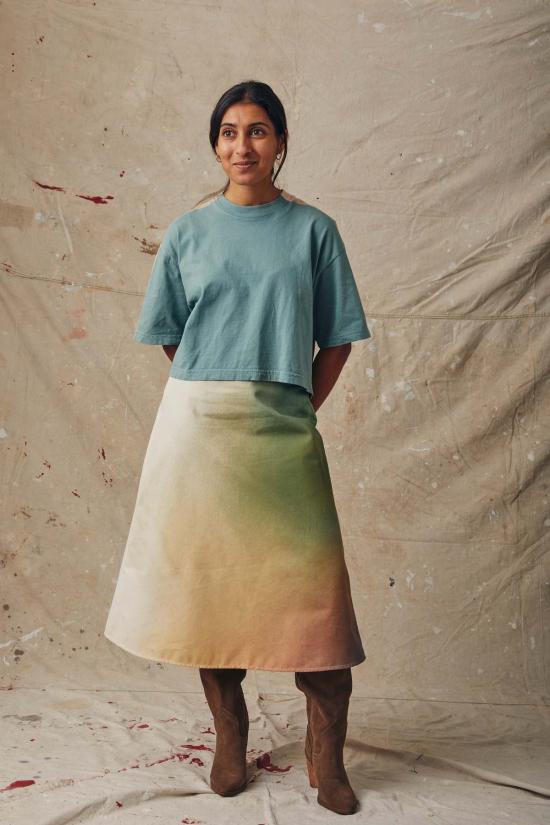  MAISON MARKOSIAN 미디 스커트 메종 마르코시안 세레스 그라데이션 캔버스 - MAISON MARKOSIAN