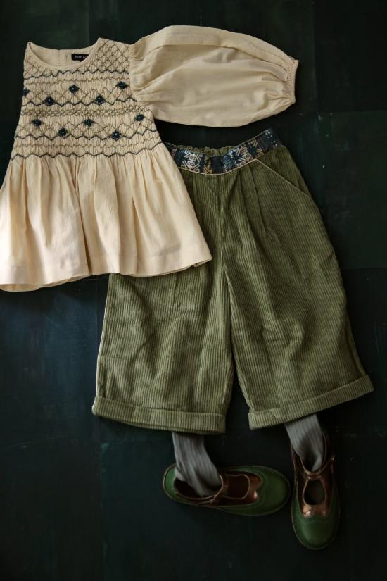  [키즈] 봉주르 스트레이트 팬츠 키즈  와이드 레그  모스 그린 - BONJOUR