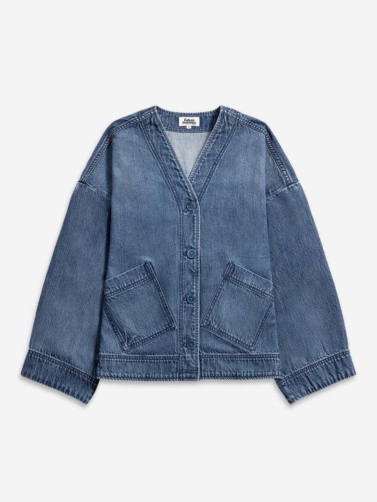  퓨처 클래식스 데님 자켓 퓨처 클래식 모티프 슬리브 데님 재킷 미드 인디고