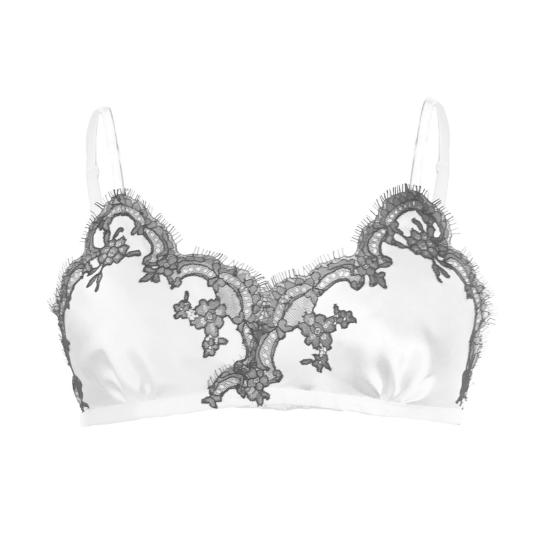  크리스텔 바라자 브라 펄 블랙 코드리 레이스 실크 렛