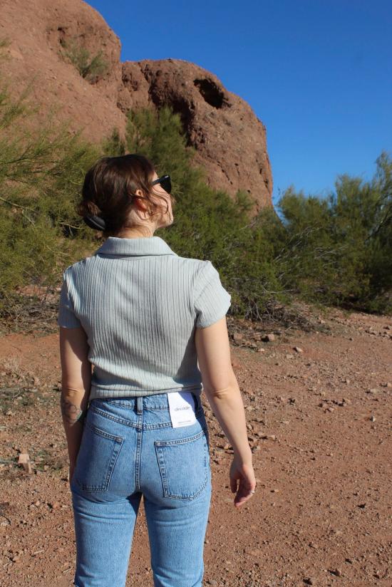  Angie Bauer 반팔 티셔츠 앤지 바우어 제인 탑 스카이 - OTHER BRANDS