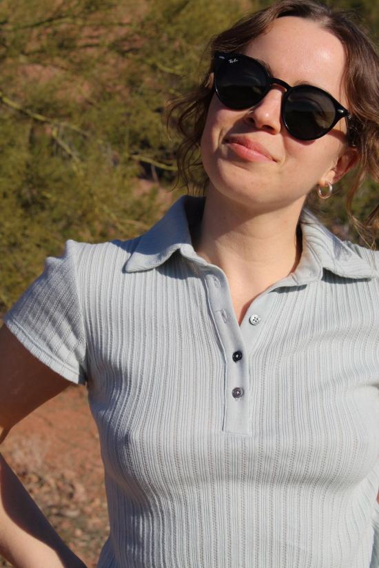  Angie Bauer 반팔 티셔츠 앤지 바우어 제인 탑 스카이 - OTHER BRANDS