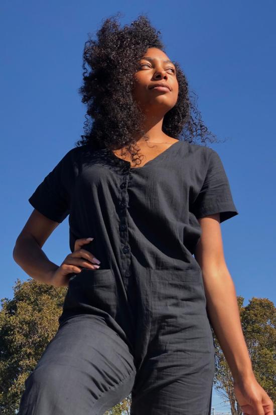  Happy French Gang 점프수트 해피프렌치갱 반팔 라이트  블랙 - OTHER BRANDS