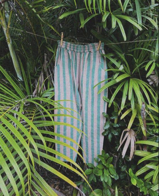  PO-EM 스트레이트 팬츠 포엠 블록 프린트 데크  씨 스트라이프