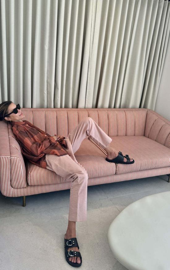  Two 스트레이트 팬츠 투 카디 페이퍼백 팬츠 피치