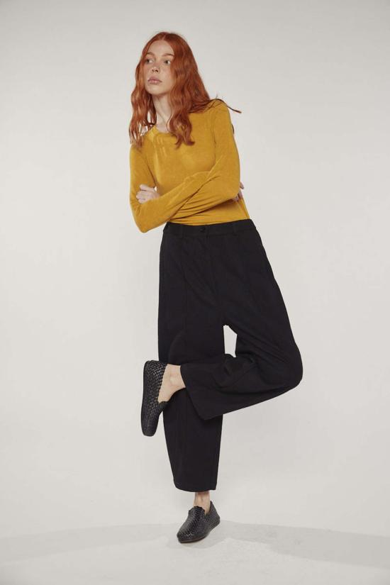  amente 스트레이트 팬츠 아멘테 울 블렌드 핀턱 팬츠 블랙 - OTHER BRANDS