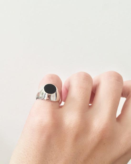  수아이 반지 오닉스 시그넷 링 스털링 실버