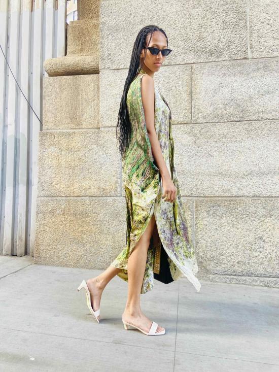  예세이트 롱 원피스 예사엣 엔토토 실크 드레스 - YESAET