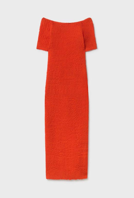  실크 런드리 롱 원피스 페블 오프숄더 드레스 스내퍼