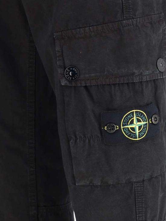  스톤 아일랜드 치노 팬츠 카고 팬츠 블랙 - STONE ISLAND