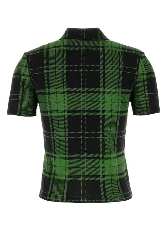  로에베 반팔 티셔츠 자수 스트레치 실크 블렌드 셔츠 그린블랙 - LOEWE