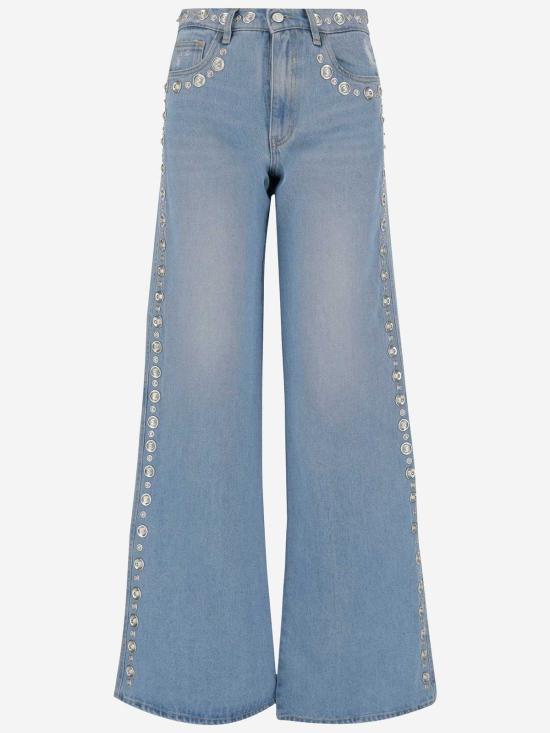  코페르니 데님 팬츠 코튼 데님 진 (스터드 장식, 라이트 데님)