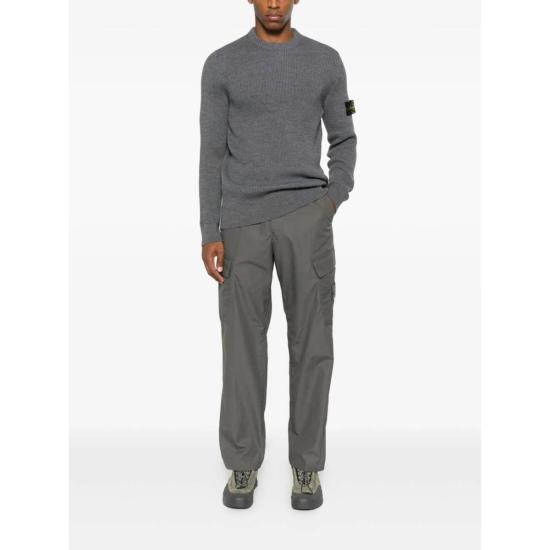  스톤 아일랜드 스웨터 골지 로고 패치  그레이 - STONE ISLAND