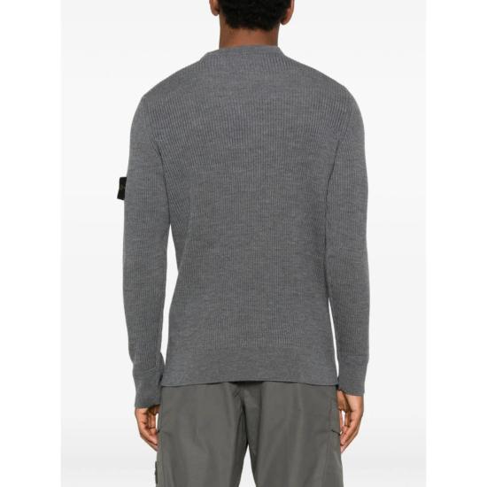  스톤 아일랜드 스웨터 골지 로고 패치  그레이 - STONE ISLAND