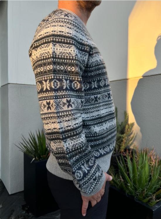  나다암 스웨터 나아담 울 캐시미어 페어 아일 크루넥  시멘트 - NAADAM