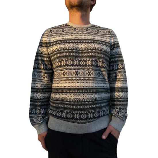  나다암 스웨터 나아담 울 캐시미어 페어 아일 크루넥  시멘트