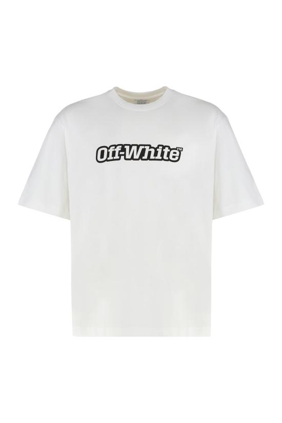  오프화이트 반팔 티셔츠 코튼 크루넥 티셔츠 화이트