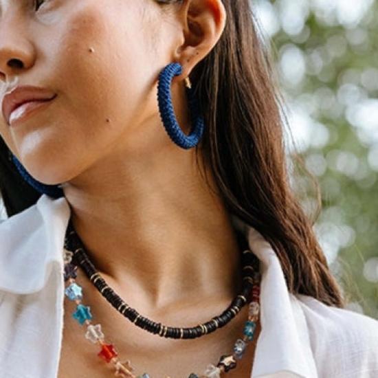  누데이 컬렉션 이어링 눈데이 컬렉션 아줄 크로셰 후프 - NOONDAY COLLECTION