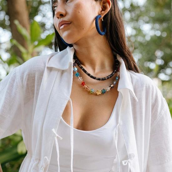  누데이 컬렉션 이어링 눈데이 컬렉션 아줄 크로셰 후프 - NOONDAY COLLECTION