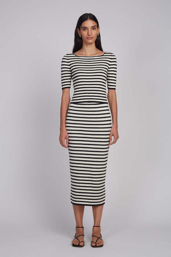  일레븐 식스 미디 스커트 캐리 튜브 스커트 스트라이프 - ELEVEN SIX