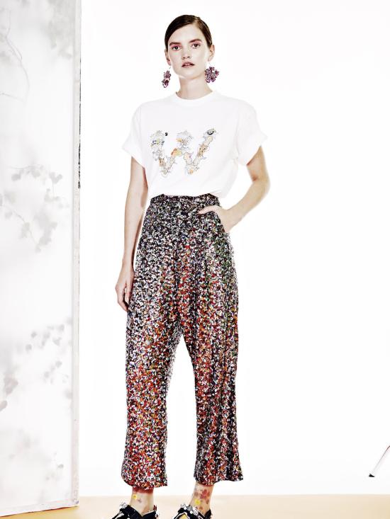  Longshaw ward 반팔 티셔츠 롱쇼 워드 장식 W 셔츠 화이트 - OTHER BRANDS