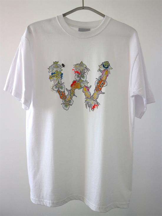  Longshaw ward 반팔 티셔츠 롱쇼 워드 장식 W 셔츠 화이트