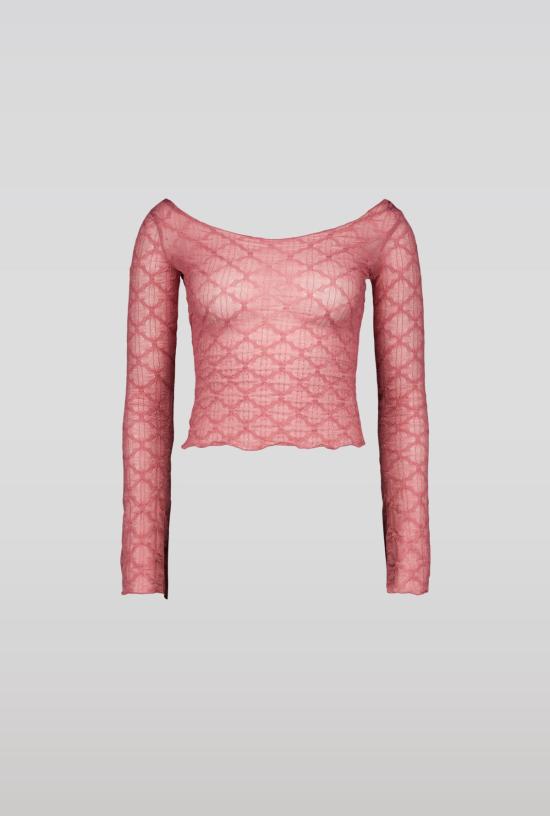  SAEMDI 반팔 티셔츠 Saemdi 크린클 저지 탑 더스티 로즈