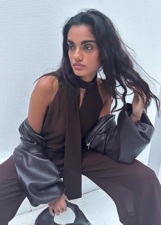  샘디 블라우스 사엠디 홀터넥 스카프 탑 - SAEMDI