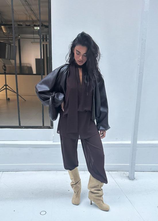  샘디 블라우스 사엠디 홀터넥 스카프 탑 - SAEMDI