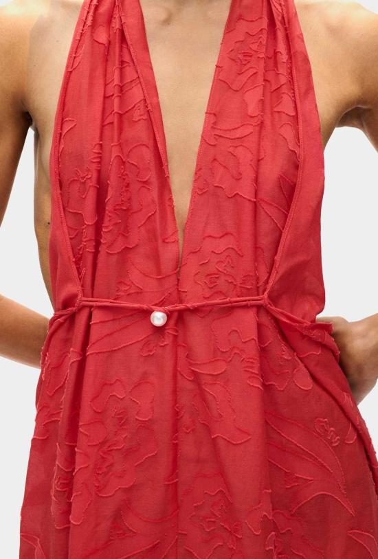  실크 런드리 롱 스커트 실크 세탁 클립 실크 랩 스커트 제라늄 - SILK LAUNDRY