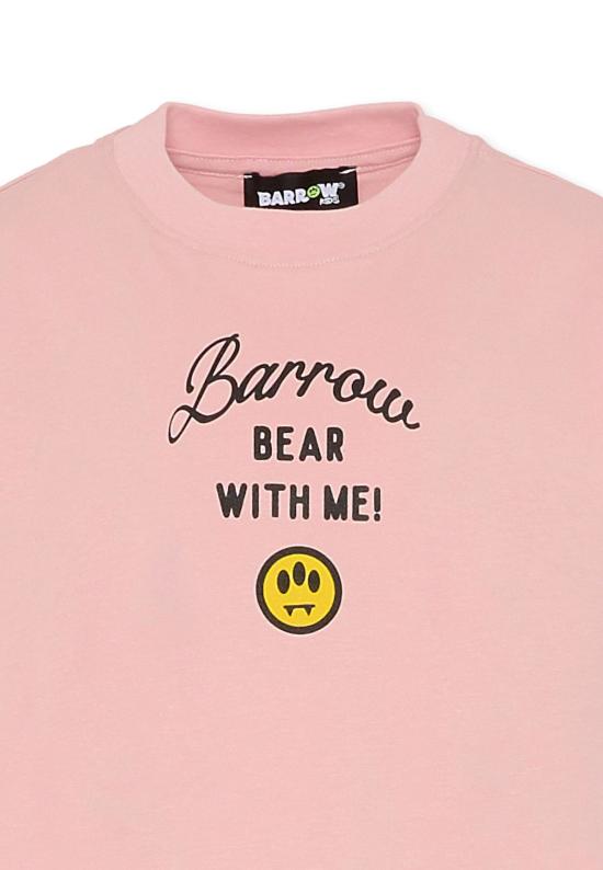  [키즈] 바로우 트레이닝 상의 곰과 진주가 그려진 핑크색 배로우 티셔츠 - BARROW