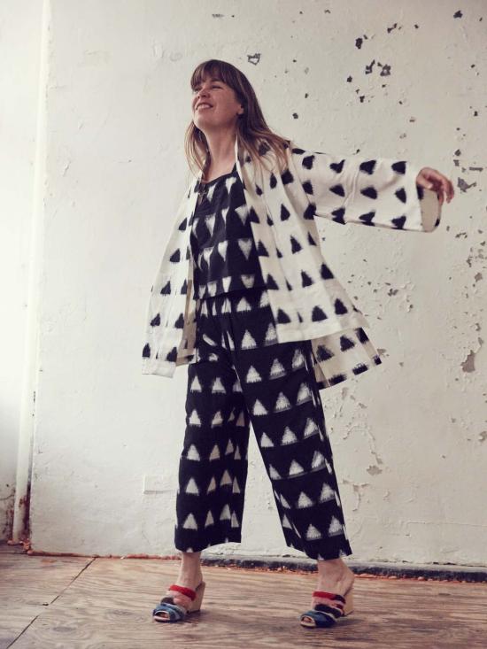  에이치 프레드릭손 자켓 H. Fredriksson Ikat 기모노 네이비/크림 - H FREDRIKSSON