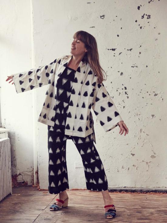  에이치 프레드릭손 자켓 H. Fredriksson Ikat 기모노 네이비/크림 - H FREDRIKSSON