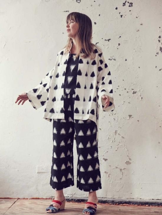  에이치 프레드릭손 자켓 H. Fredriksson Ikat 기모노 네이비/크림 - H FREDRIKSSON