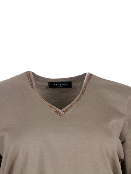  파비아나 필리피 반팔 티셔츠 Fabiana Filippi 티셔츠 Corteccia - FABIANA FILIPPI