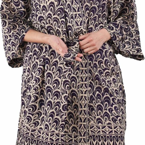  Kasih Coop 라운지 웨어 수제 바틱 기모노 블랙 그레이 - OTHER BRANDS