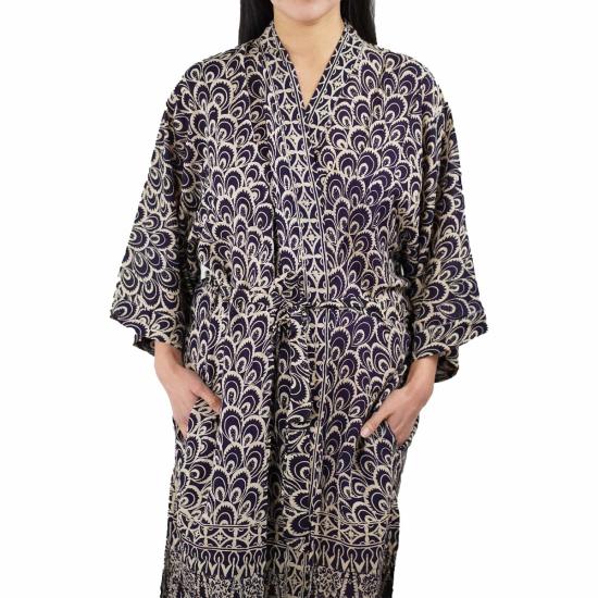  Kasih Coop 라운지 웨어 수제 바틱 기모노 블랙 그레이 - OTHER BRANDS