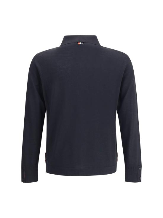  톰브라운 긴팔 셔츠 톰 브라운 저지 스티치 버튼다운 포인트 칼라 셔츠 블랙 - THOM BROWNE