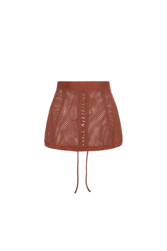  OLIVIA LATINOVICH 숏 스커트 올리비아 라티노비치 자자 미니스커트 브라운 - OTHER BRANDS