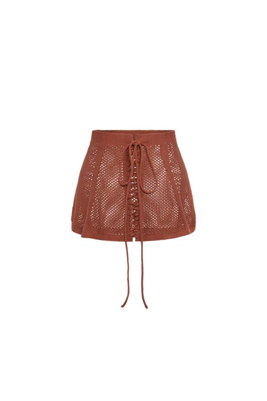  OLIVIA LATINOVICH 숏 스커트 올리비아 라티노비치 자자 미니스커트 브라운