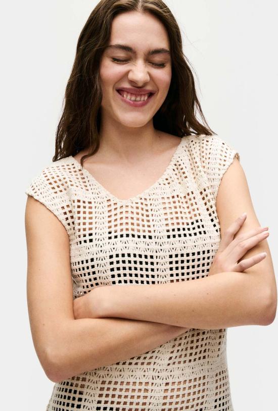  실크 런드리 롱 원피스 실크 세탁 면 격자 무늬 드레스 내추럴 - SILK LAUNDRY