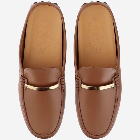  토즈 뮬/슬리퍼 가죽 고미노 사보 베이지 - TODS