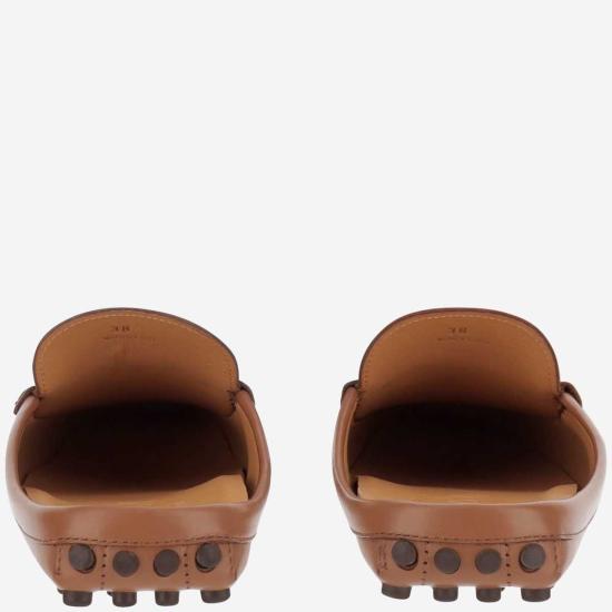  토즈 뮬/슬리퍼 가죽 고미노 사보 베이지 - TODS