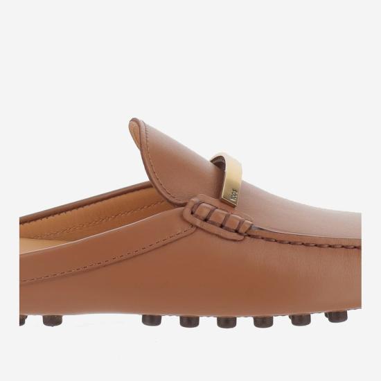  토즈 뮬/슬리퍼 가죽 고미노 사보 베이지 - TODS