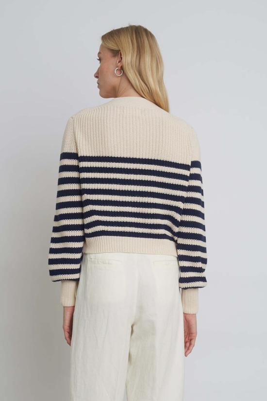  일레븐 식스 가디건 이슬라 스트라이프  아이보리/네이비 - ELEVEN SIX