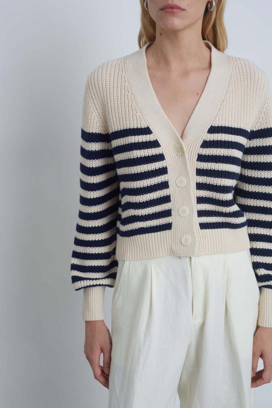  일레븐 식스 가디건 이슬라 스트라이프  아이보리/네이비 - ELEVEN SIX