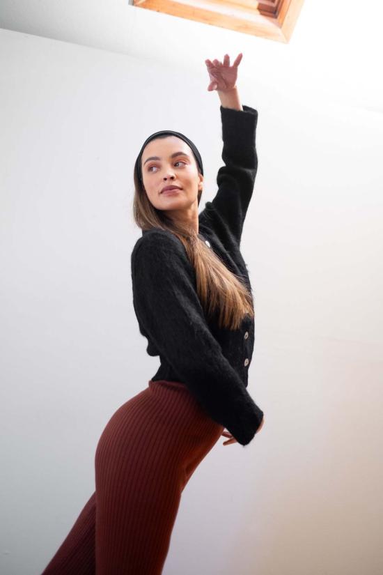  마리아 스탠리 가디건 브러시드 카디 느와르 - MARIA STANLEY