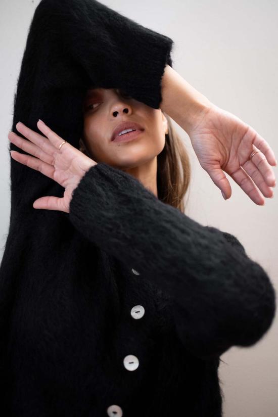  마리아 스탠리 가디건 브러시드 카디 느와르 - MARIA STANLEY