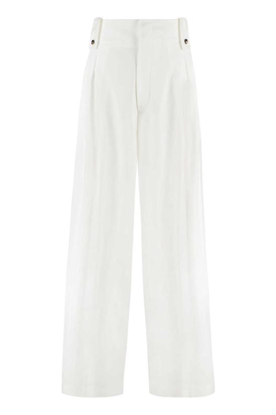  보테가베네타 스트레이트 팬츠 보테가 베네타 하이웨이스트 테이퍼드 핏 팬츠 화이트