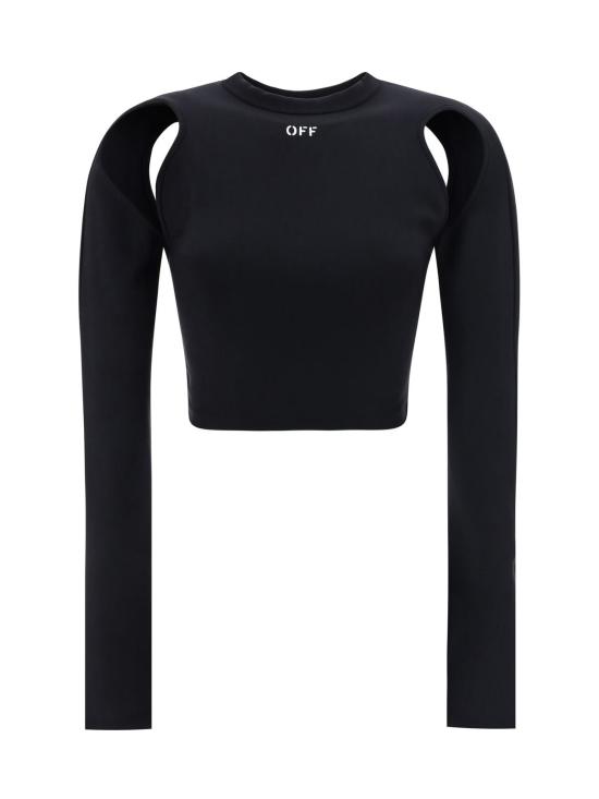  오프화이트 긴팔 티셔츠 블랙